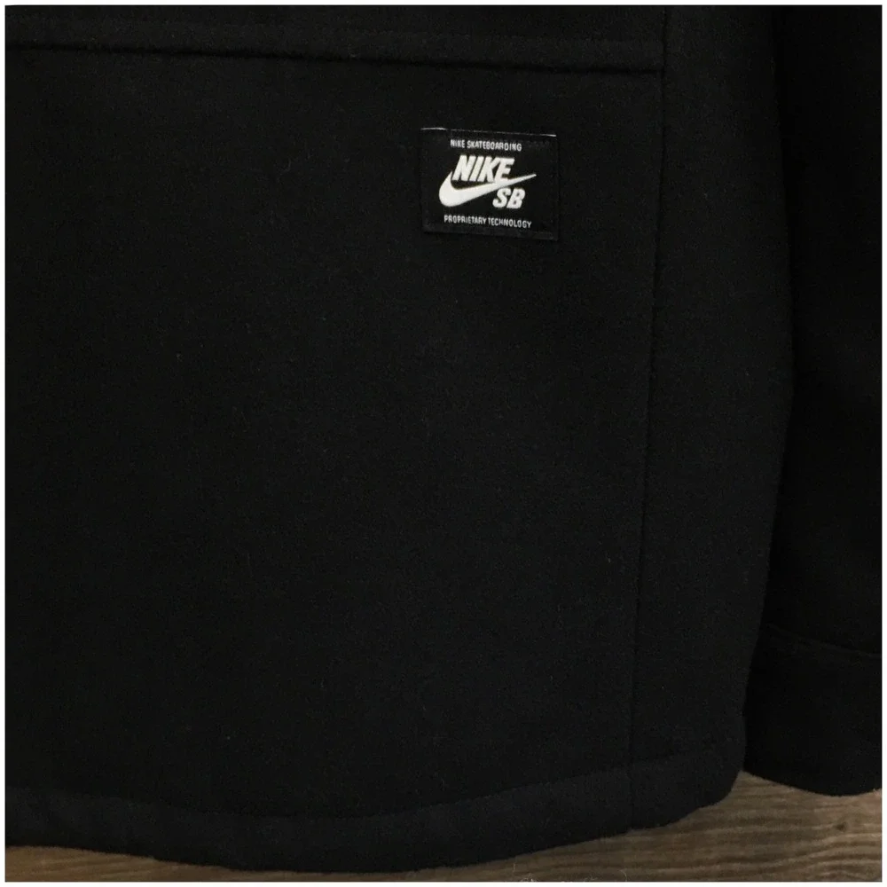 Nike SB Mens Y2K Black Wool Blend Quilted Coaches Jacket Snap Front XS